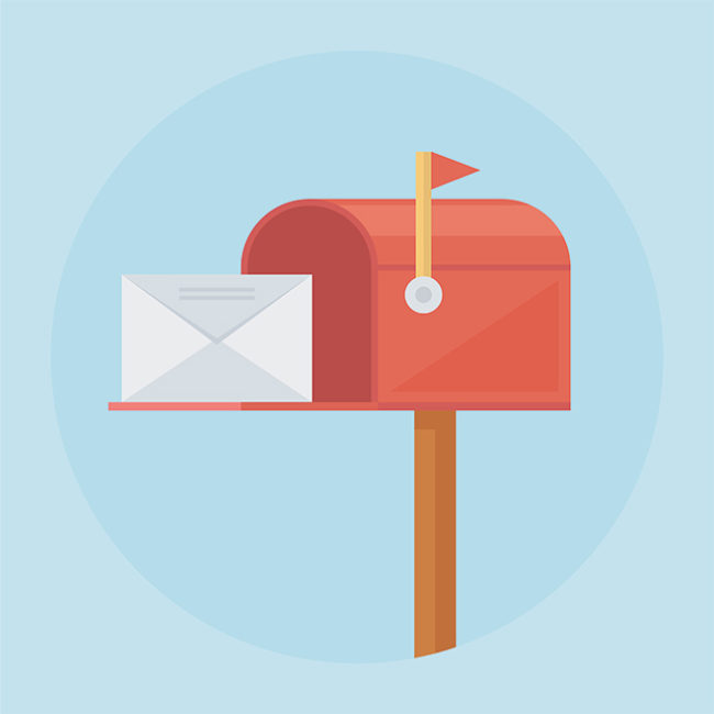 A vector of an open mailbox with a letter