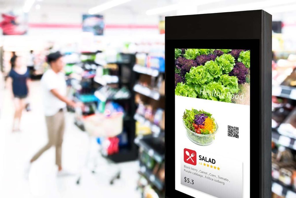 Digital kiosk in a supermarket through mobile phone