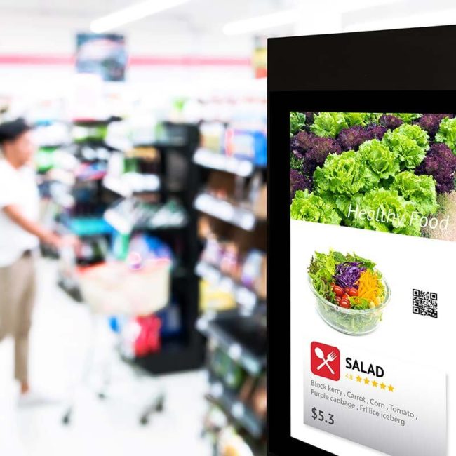 Digital kiosk in a supermarket through mobile phone